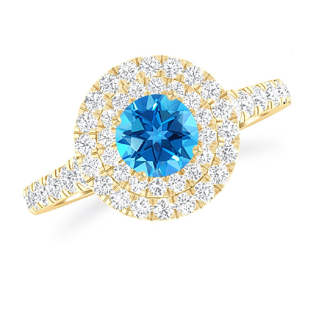 Yellow Gold - Blue Topaz