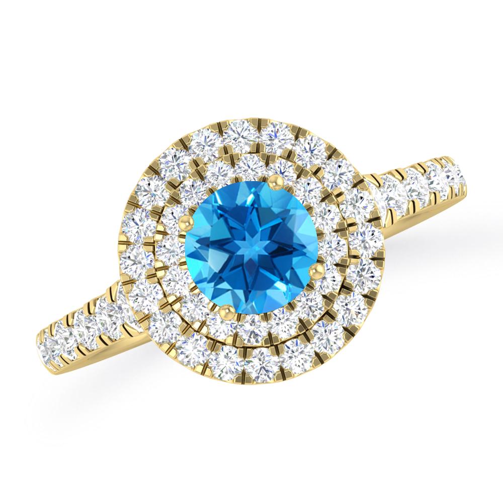 Yellow Gold - Blue Topaz