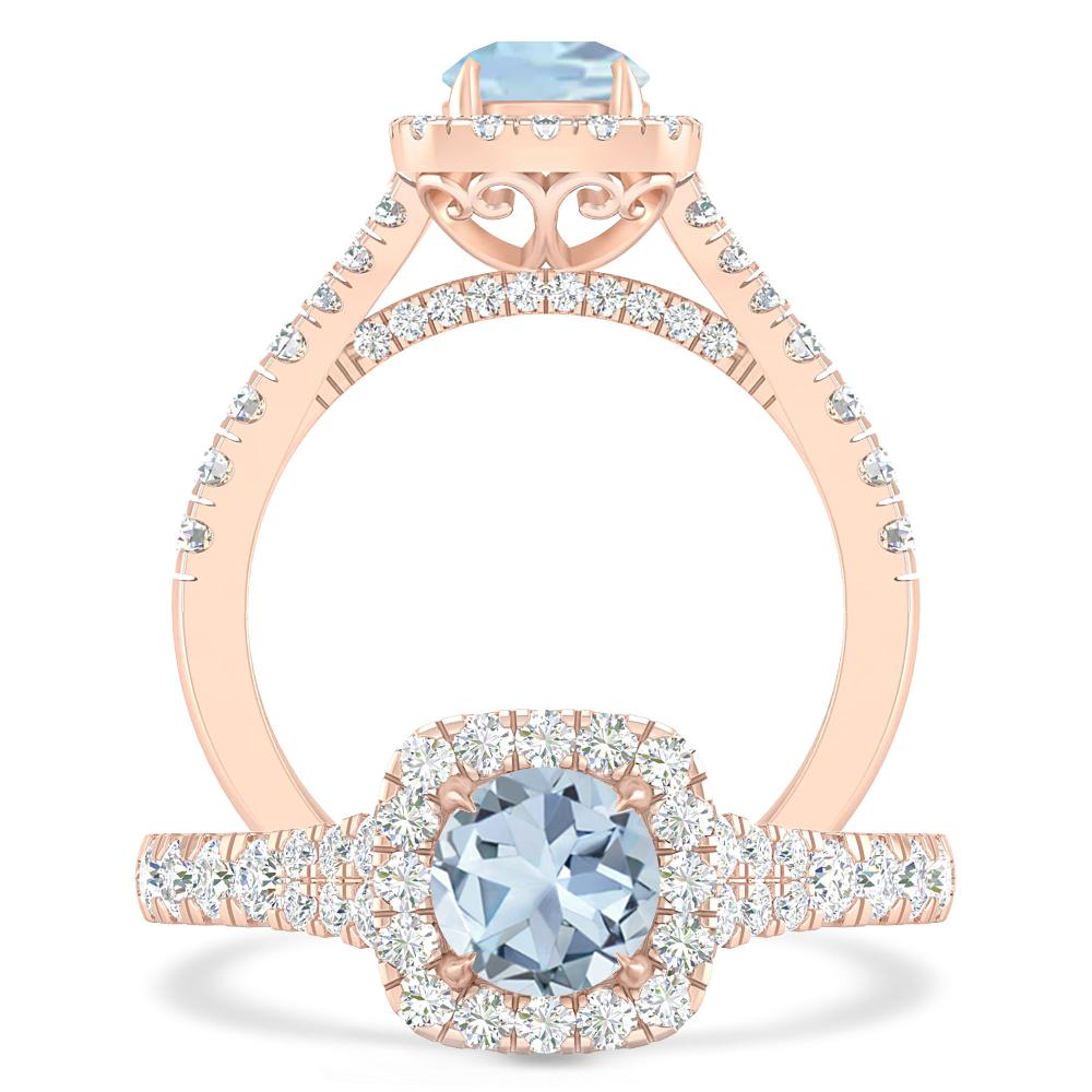 Rose Gold - Aquamarine