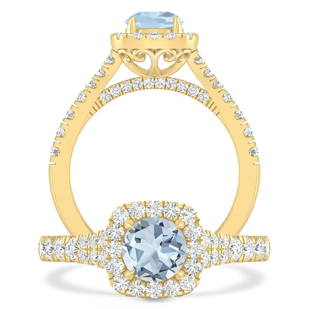 Yellow Gold - Aquamarine