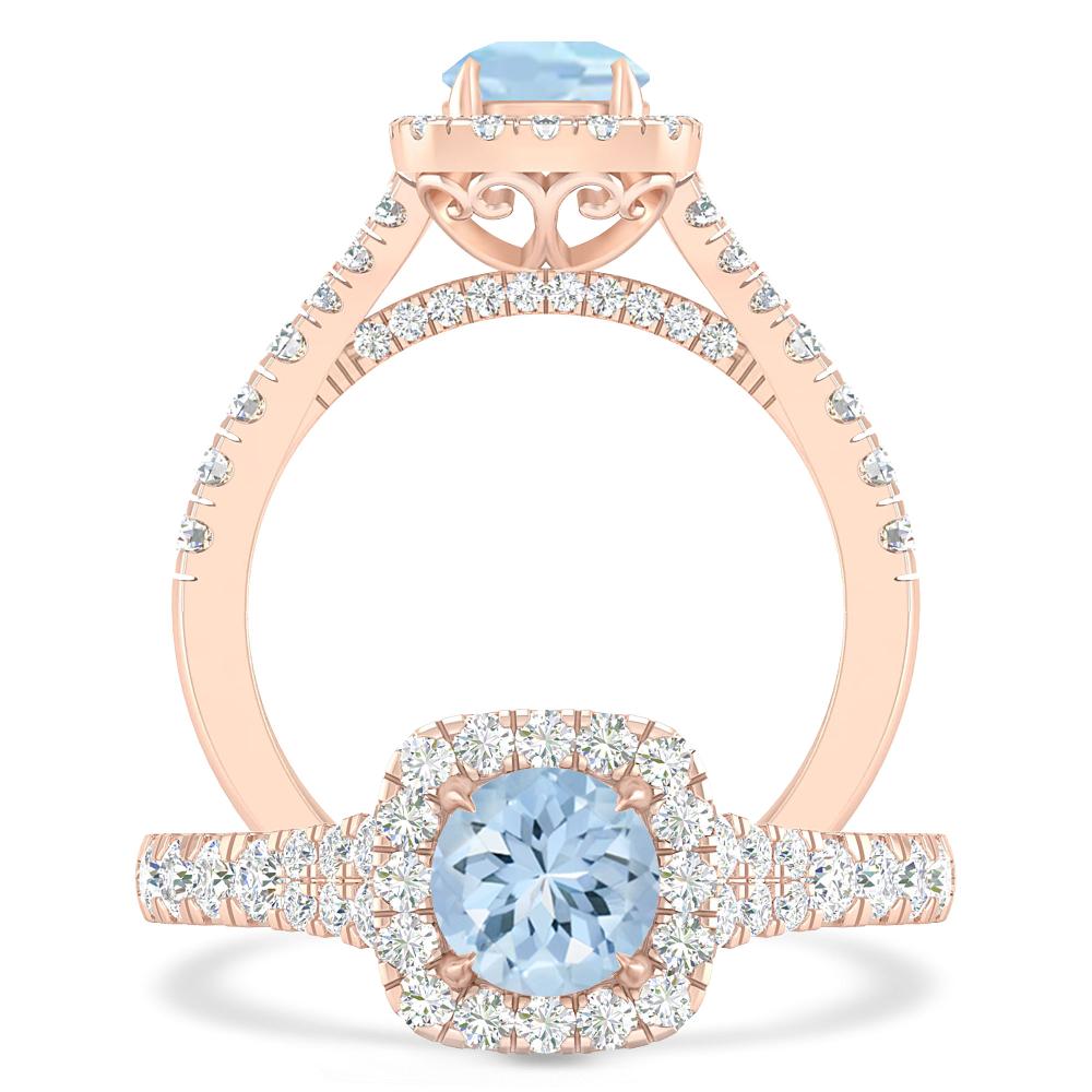 Rose Gold - Aquamarine