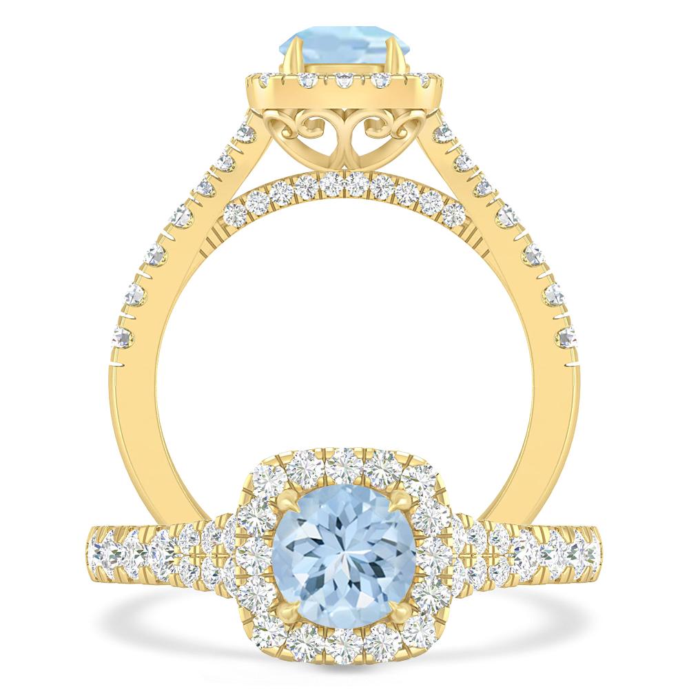 Yellow Gold - Aquamarine