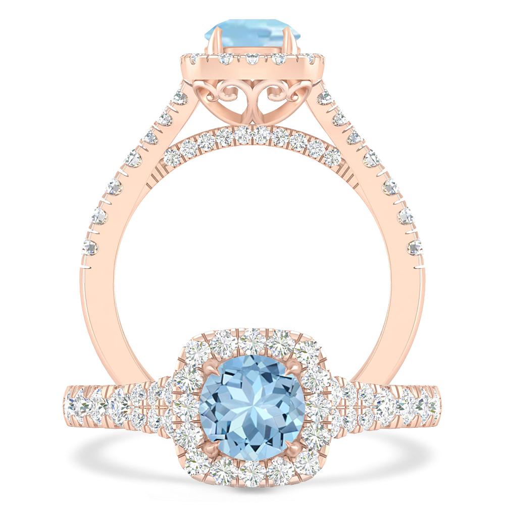 Rose Gold - Aquamarine