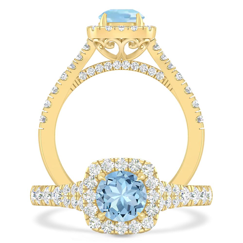 Yellow Gold - Aquamarine