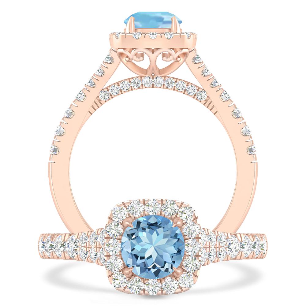 Rose Gold - Aquamarine