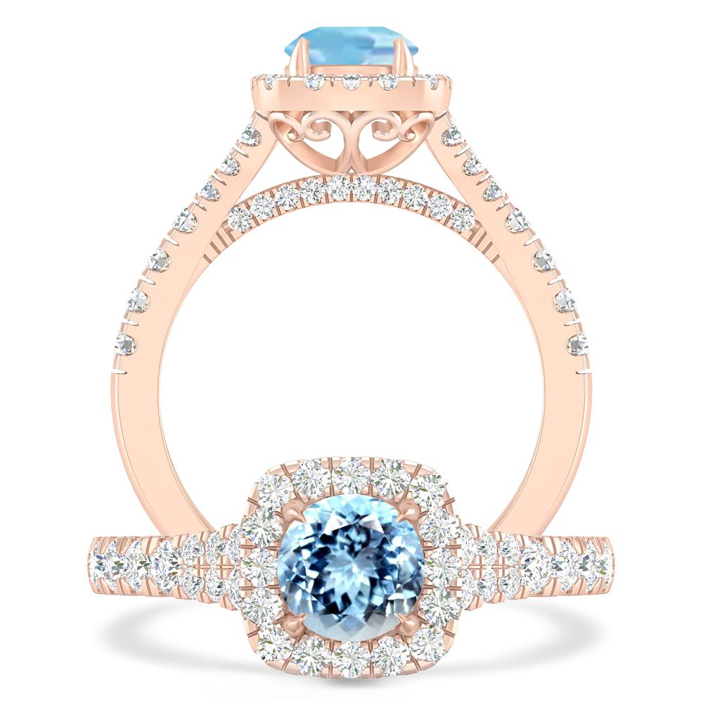 Rose Gold - Aquamarine