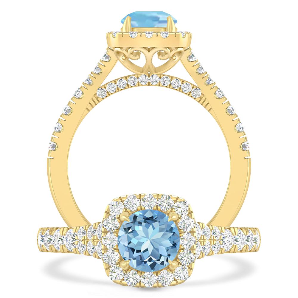 Yellow Gold - Aquamarine