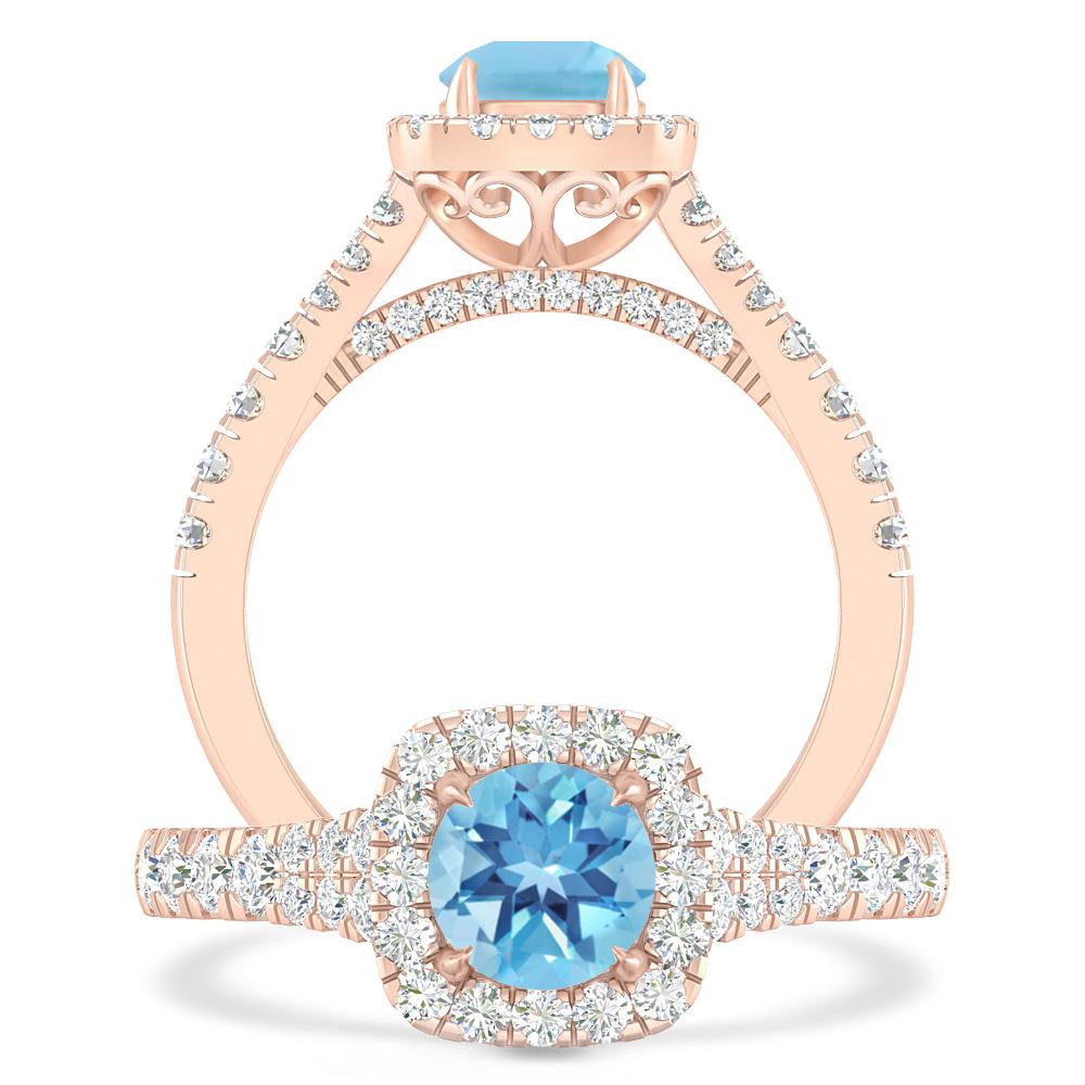 Rose Gold - Blue Topaz