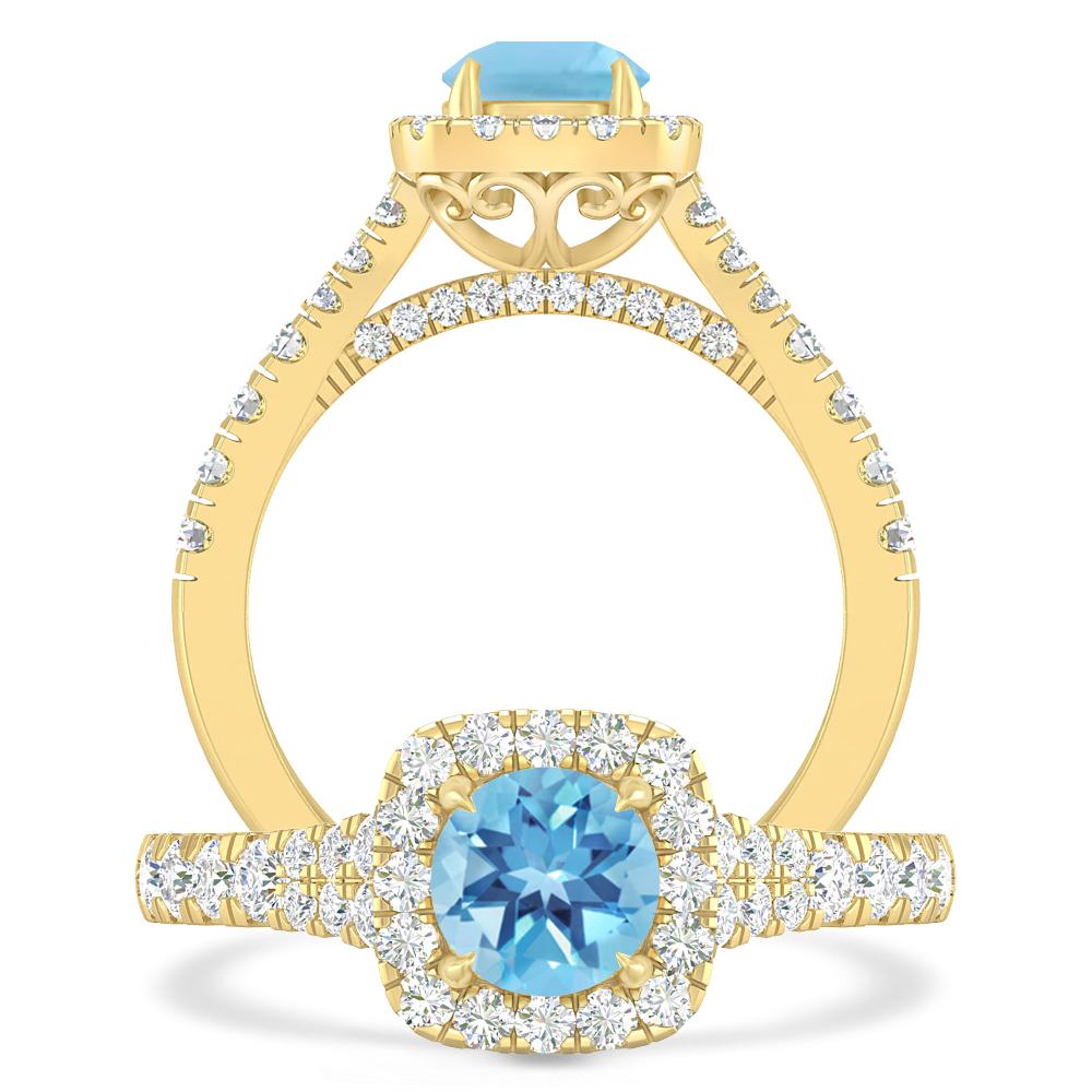 Yellow Gold - Blue Topaz