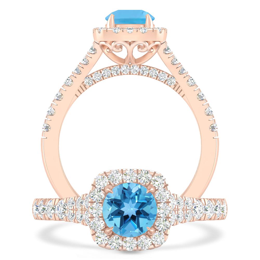 Rose Gold - Blue Topaz