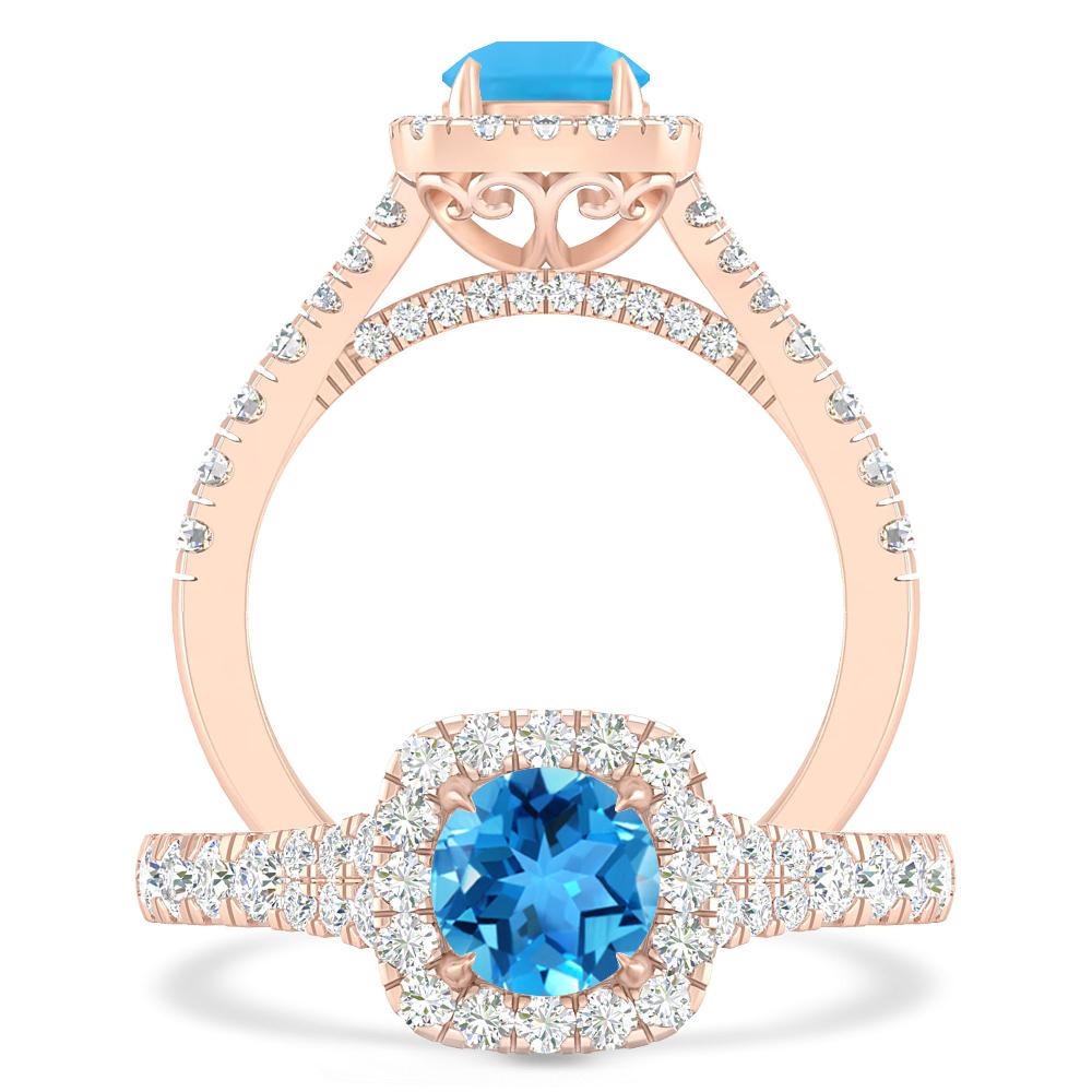 Rose Gold - Blue Topaz