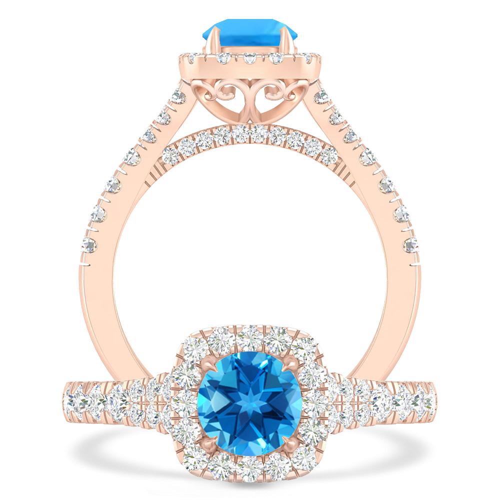 Rose Gold - Blue Topaz