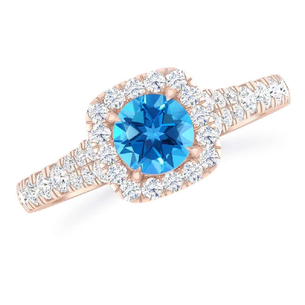 Rose Gold - Blue Topaz