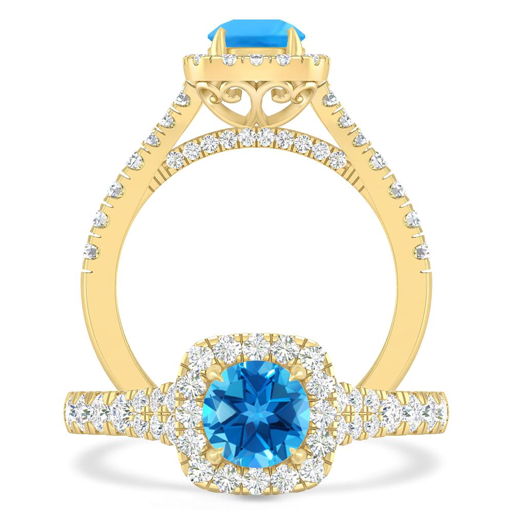 Yellow Gold - Blue Topaz