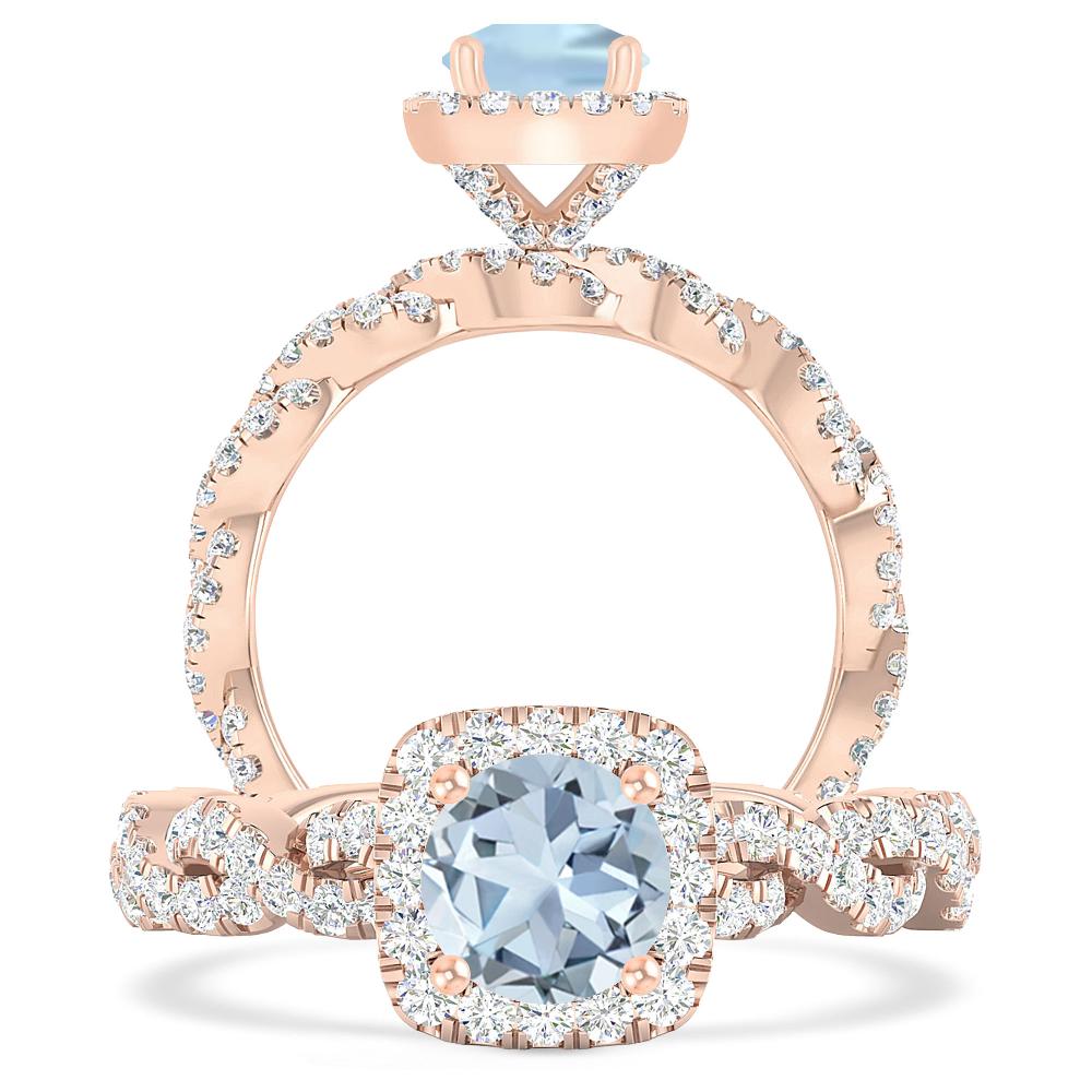 Rose Gold - Aquamarine