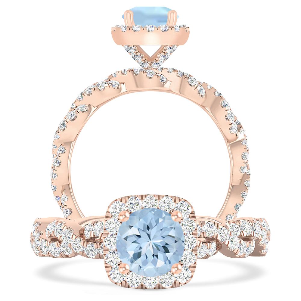 Rose Gold - Aquamarine