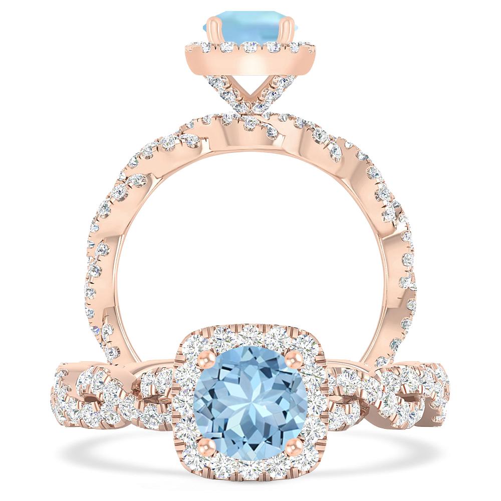 Rose Gold - Aquamarine