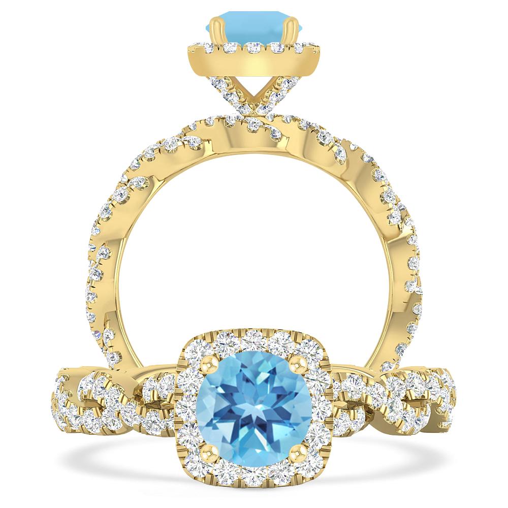 Yellow Gold - Blue Topaz