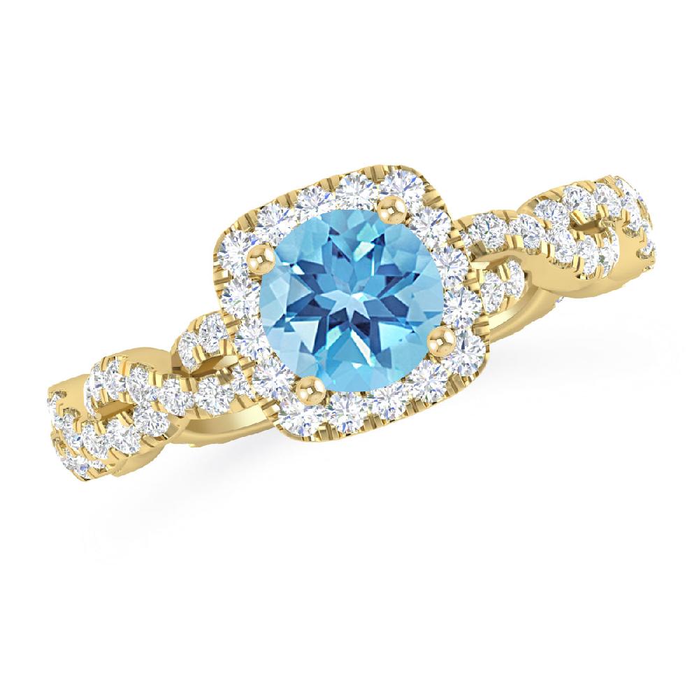 Yellow Gold - Blue Topaz