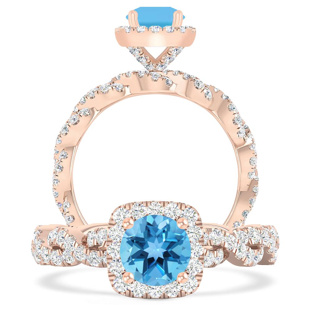 Rose Gold - Blue Topaz