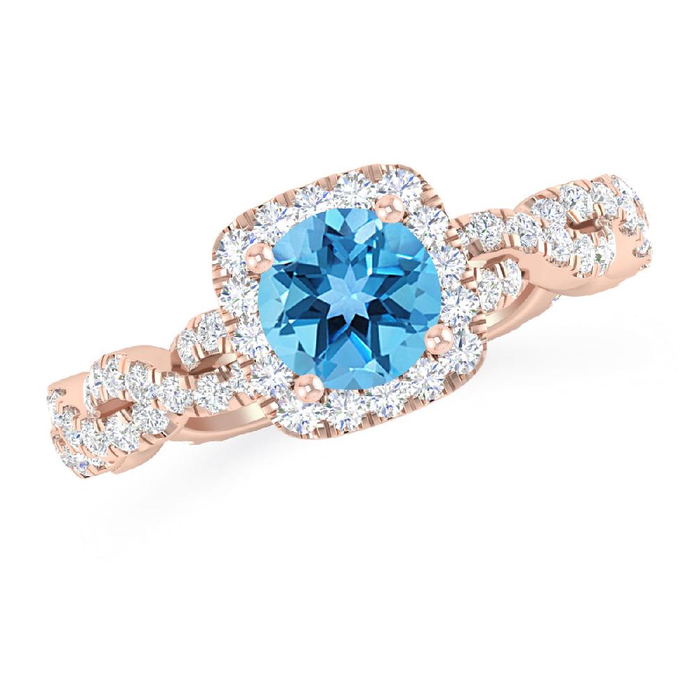 Rose Gold - Blue Topaz