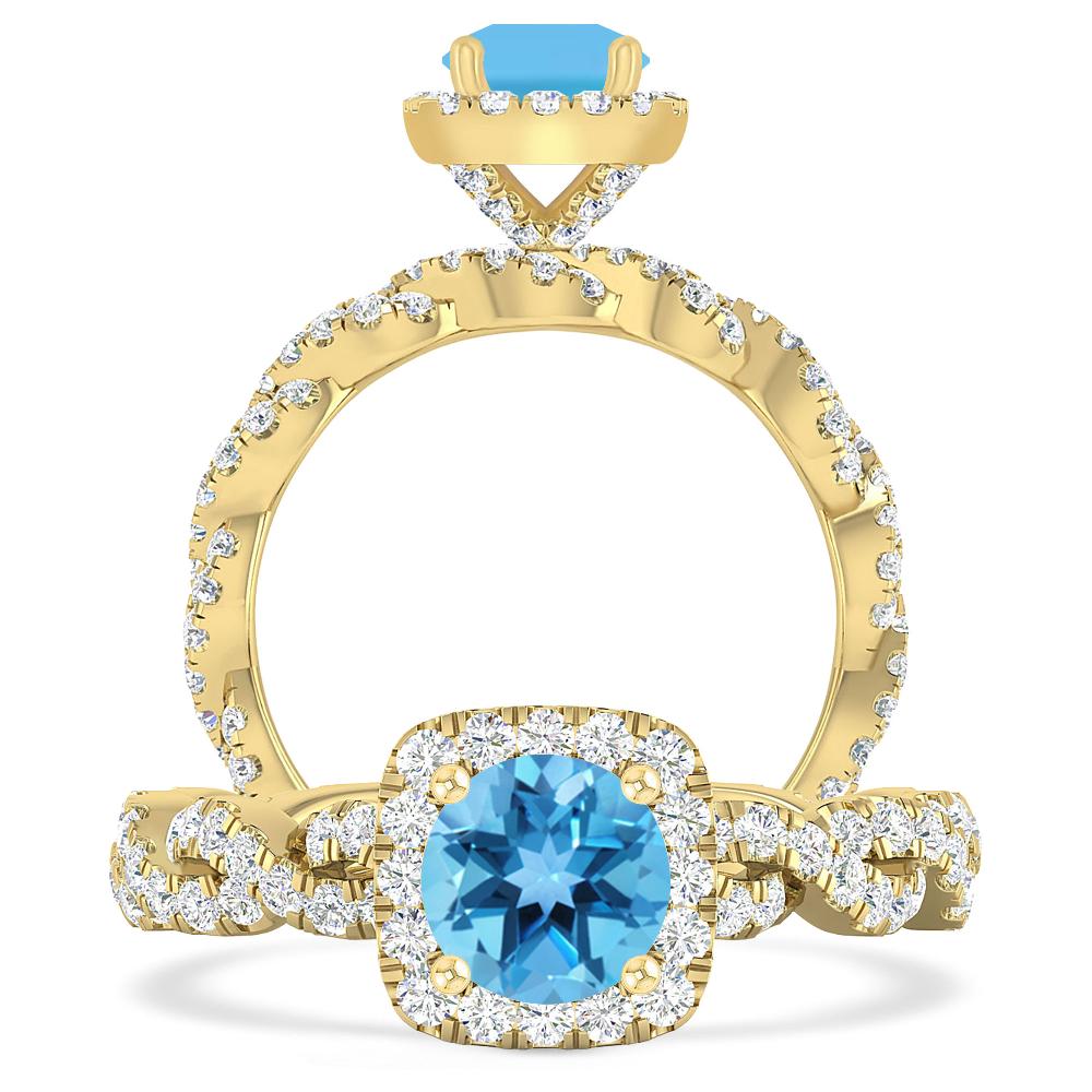 Yellow Gold - Blue Topaz