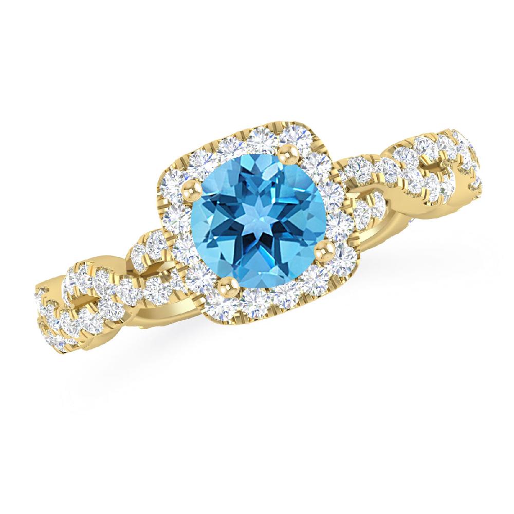 Yellow Gold - Blue Topaz