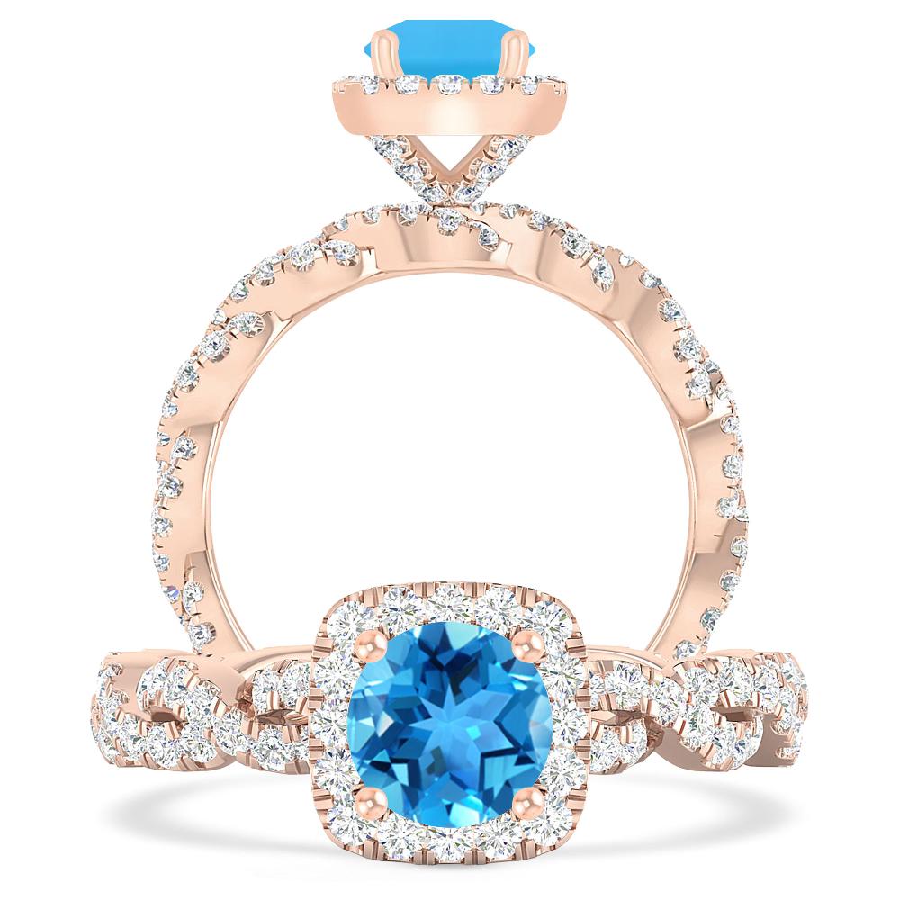 Rose Gold - Blue Topaz