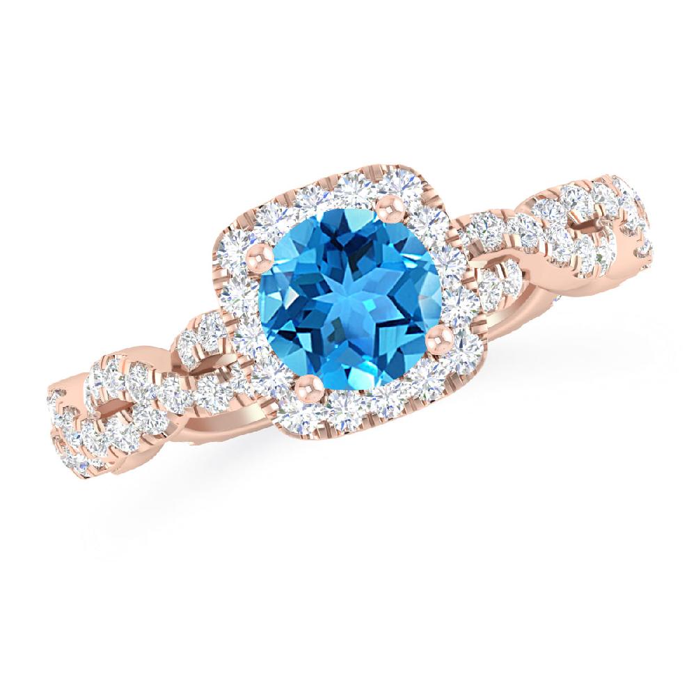 Rose Gold - Blue Topaz