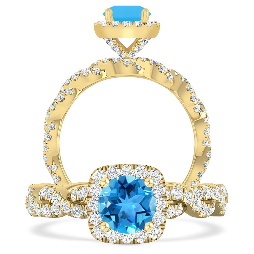 Yellow Gold - Blue Topaz