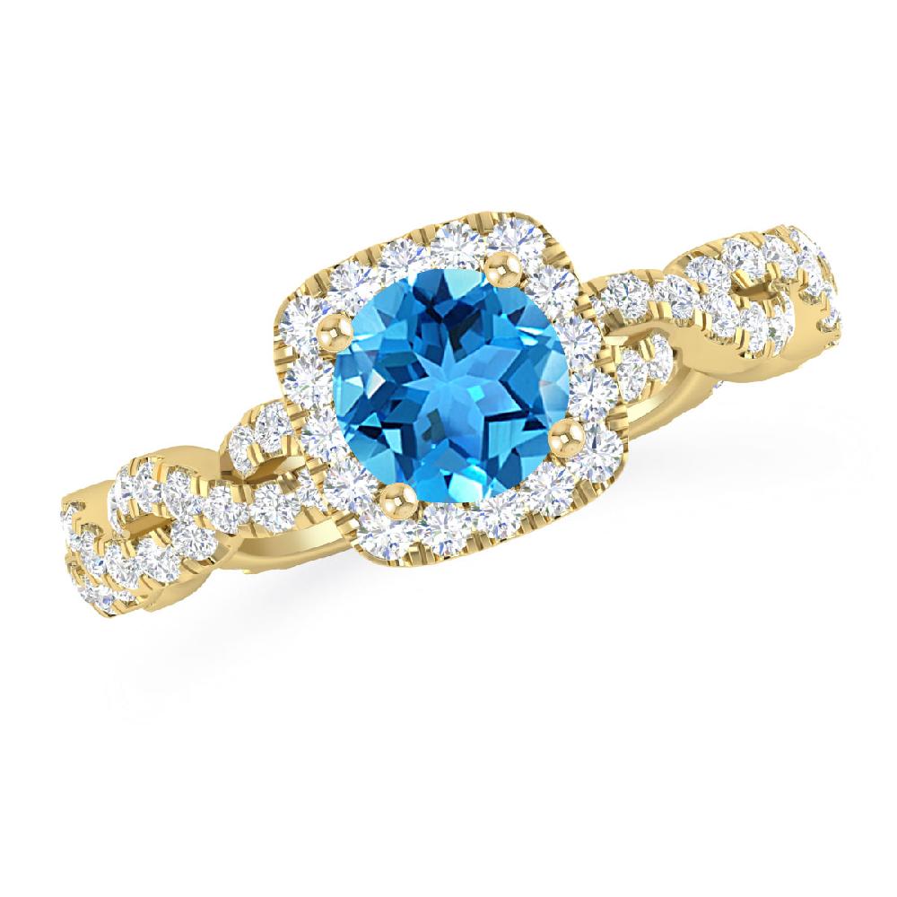 Yellow Gold - Blue Topaz