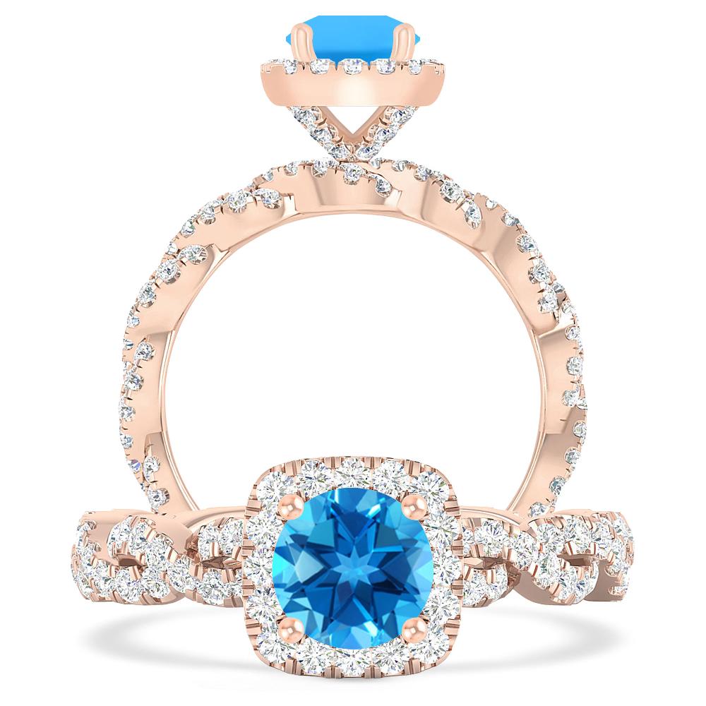 Rose Gold - Blue Topaz