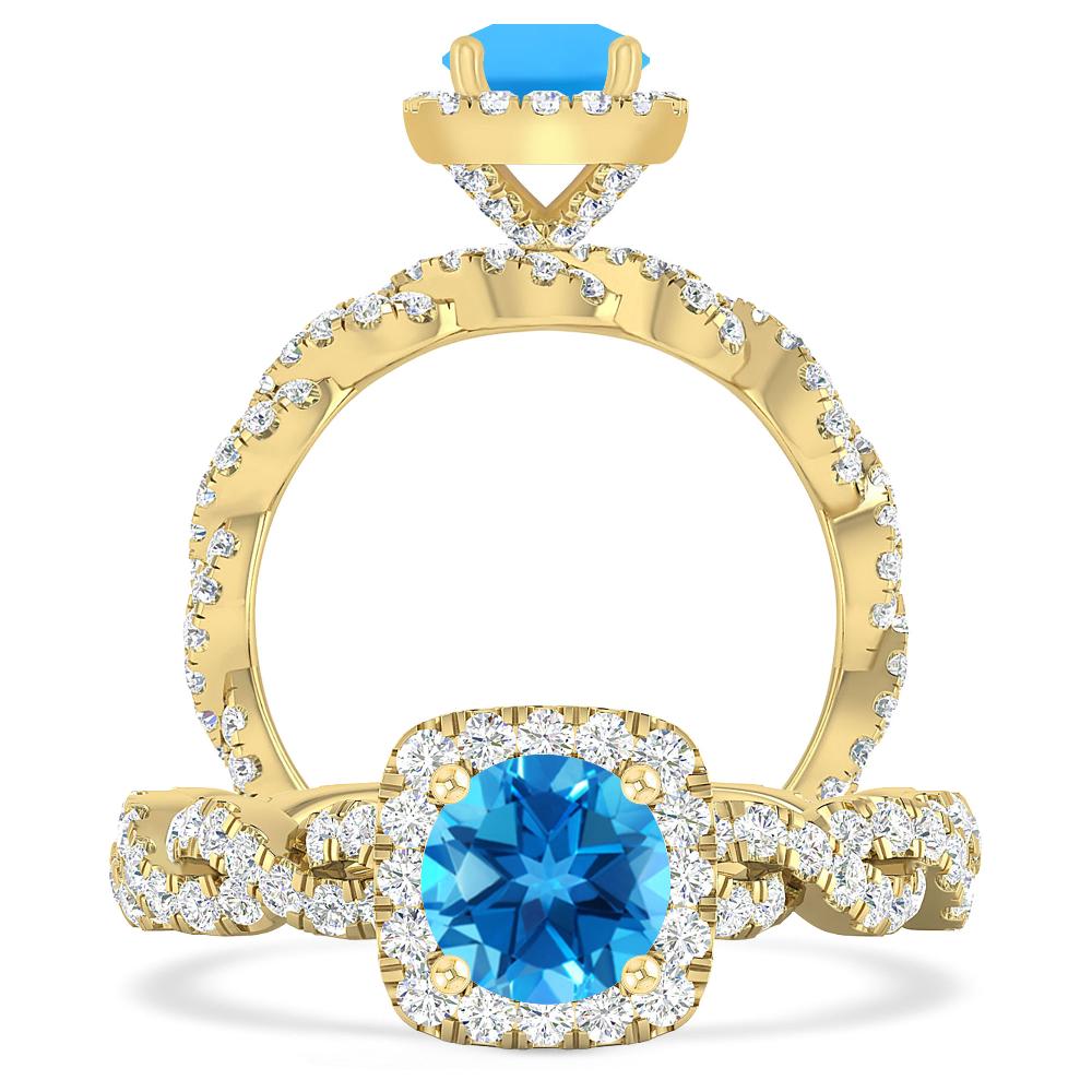 Yellow Gold - Blue Topaz