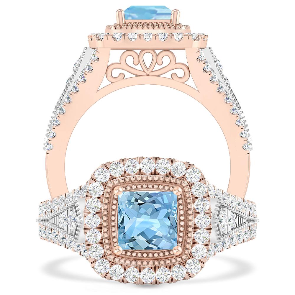 Rose Gold - Aquamarine