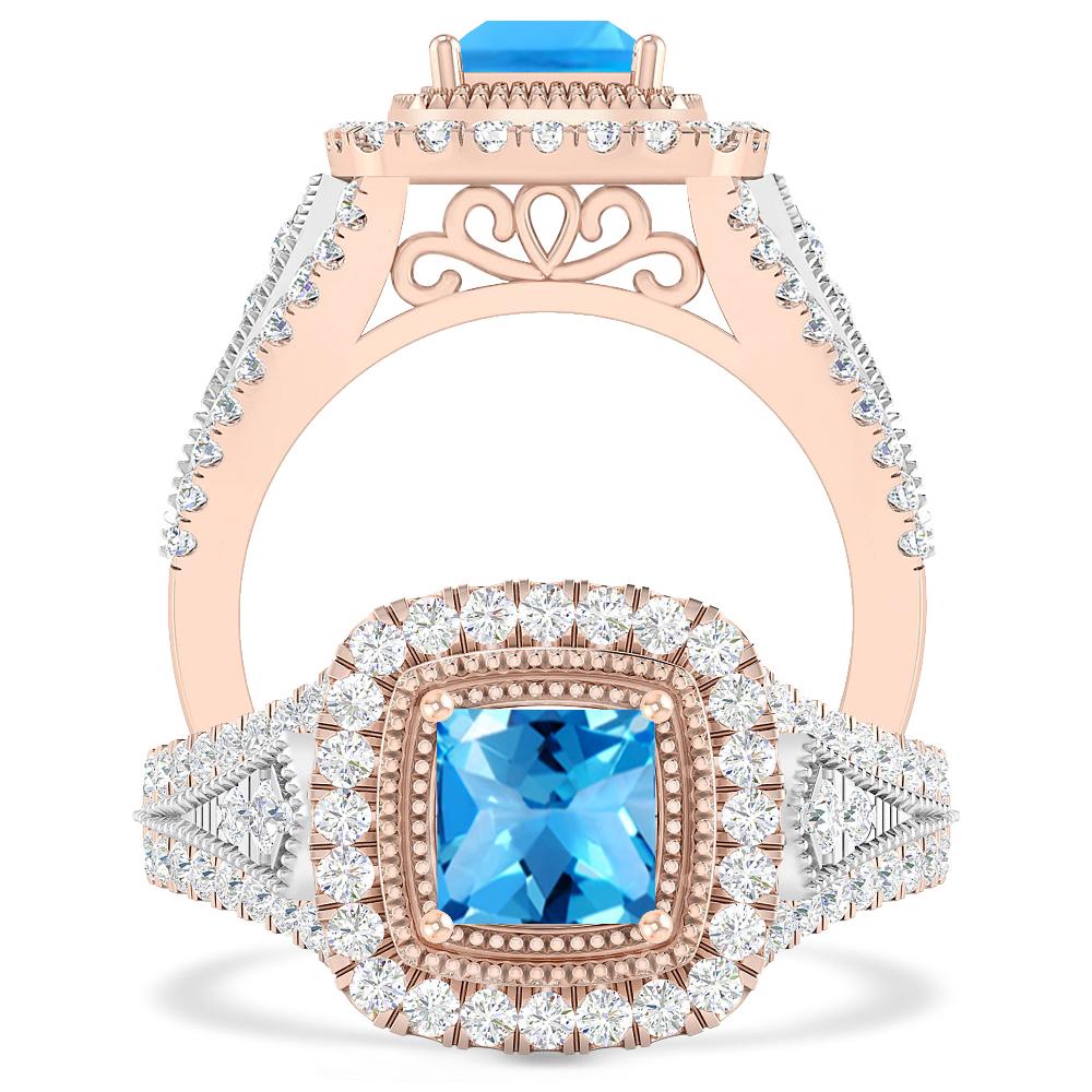 Rose Gold - Blue Topaz