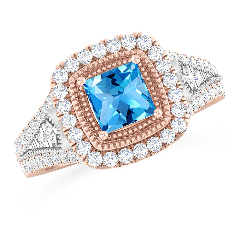 Rose Gold - Blue Topaz