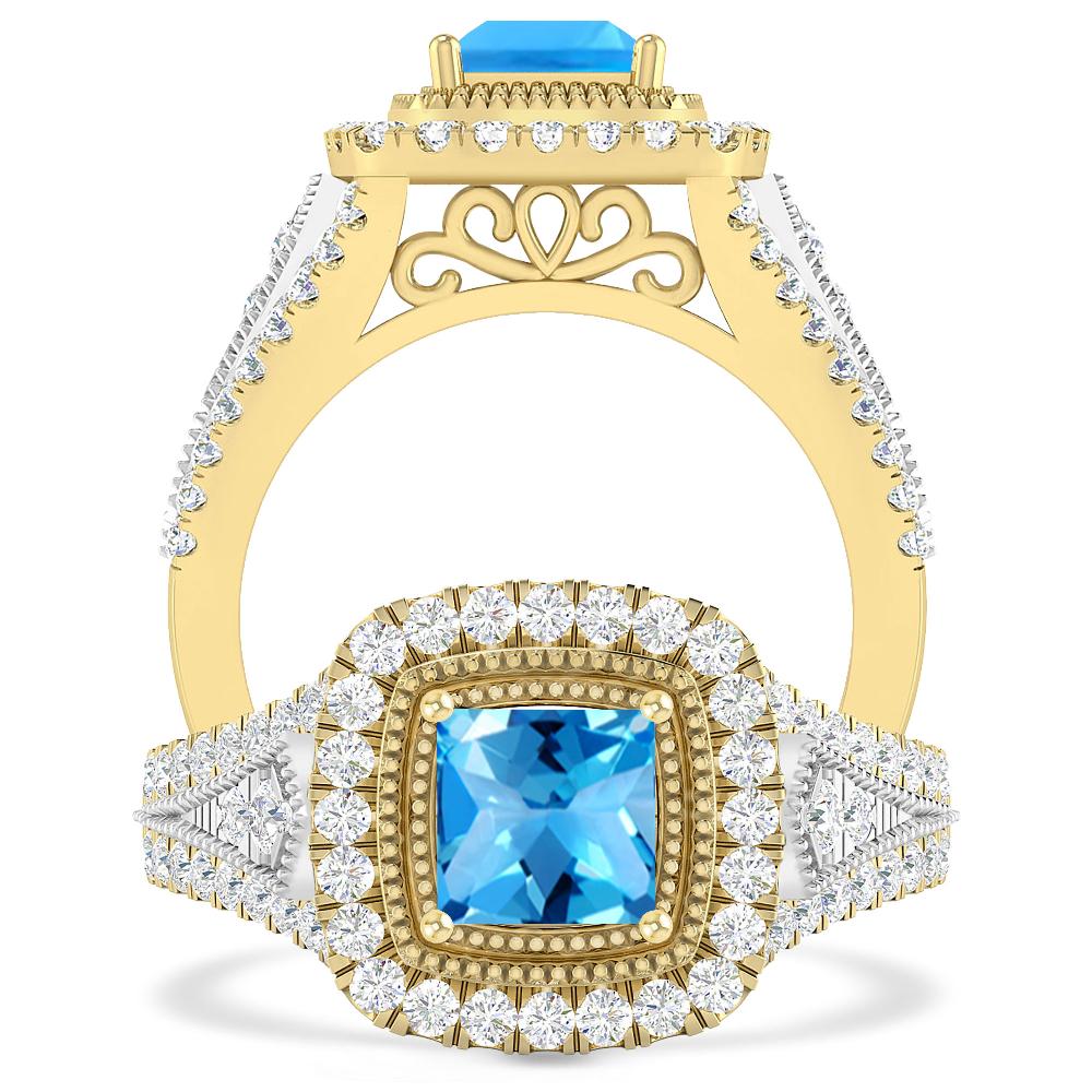 Yellow Gold - Blue Topaz