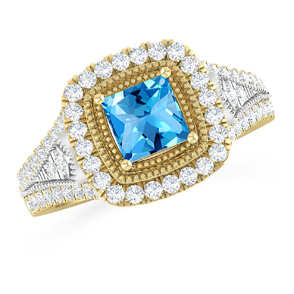 Yellow Gold - Blue Topaz