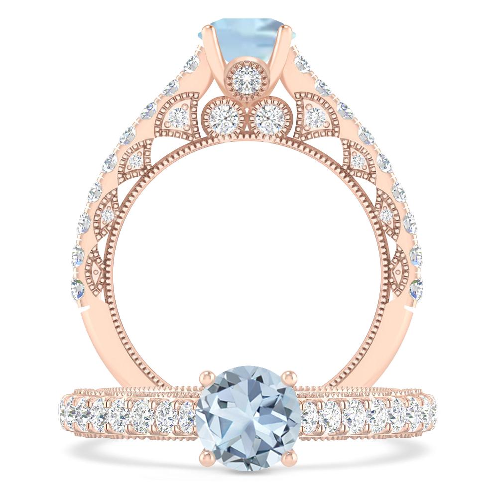 Rose Gold - Aquamarine