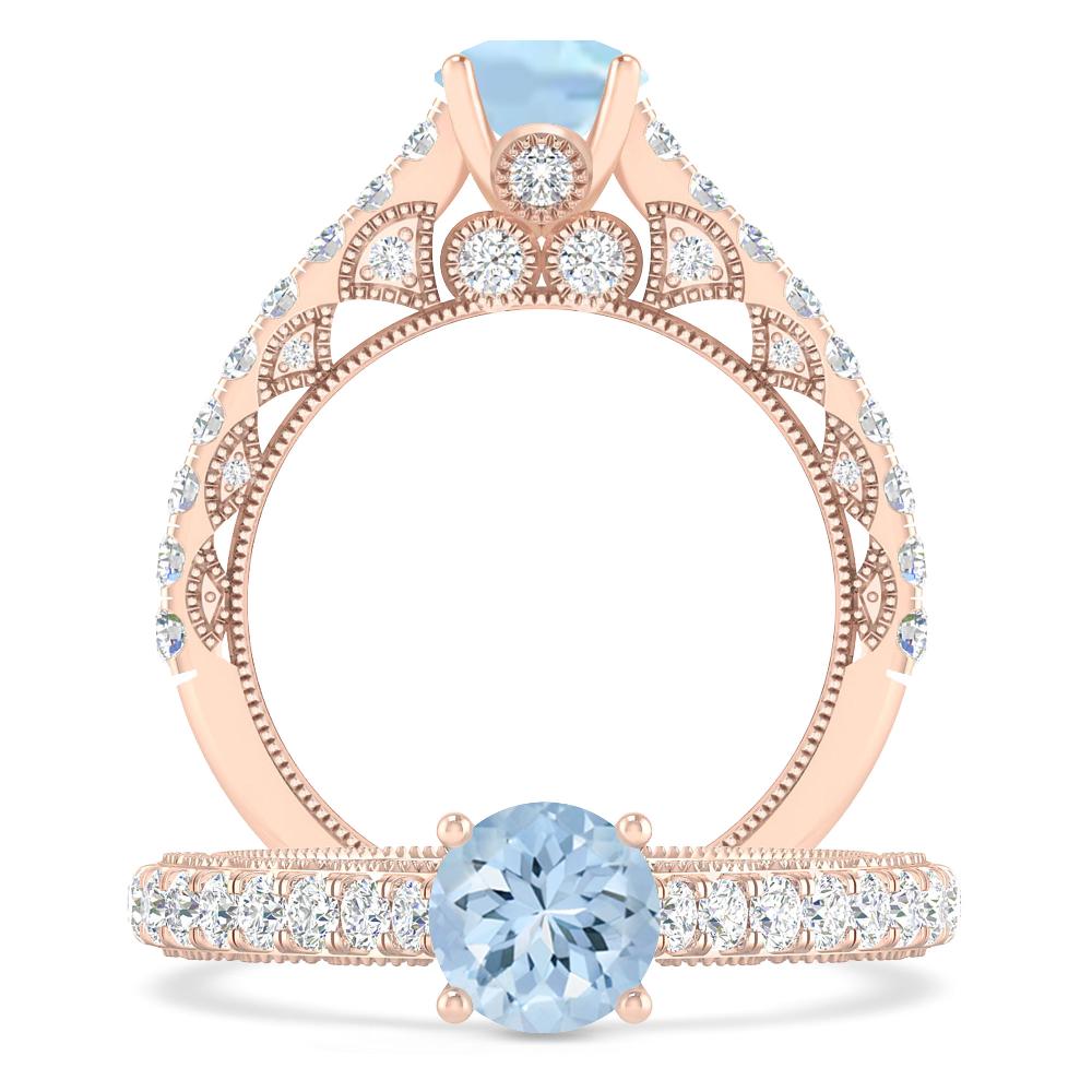 Rose Gold - Aquamarine