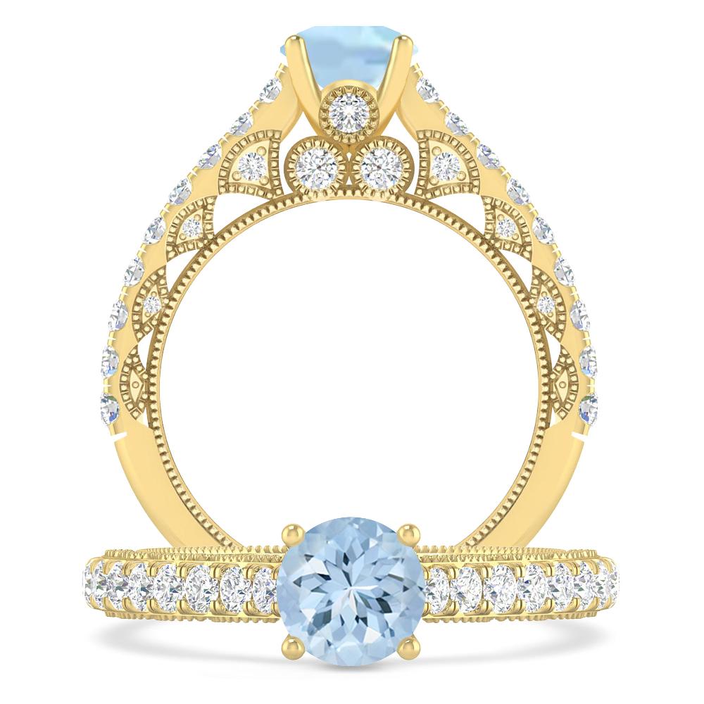 Yellow Gold - Aquamarine