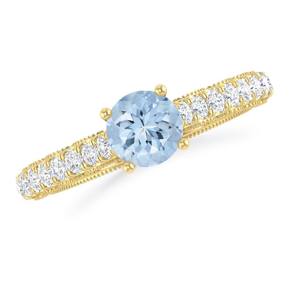 Yellow Gold - Aquamarine