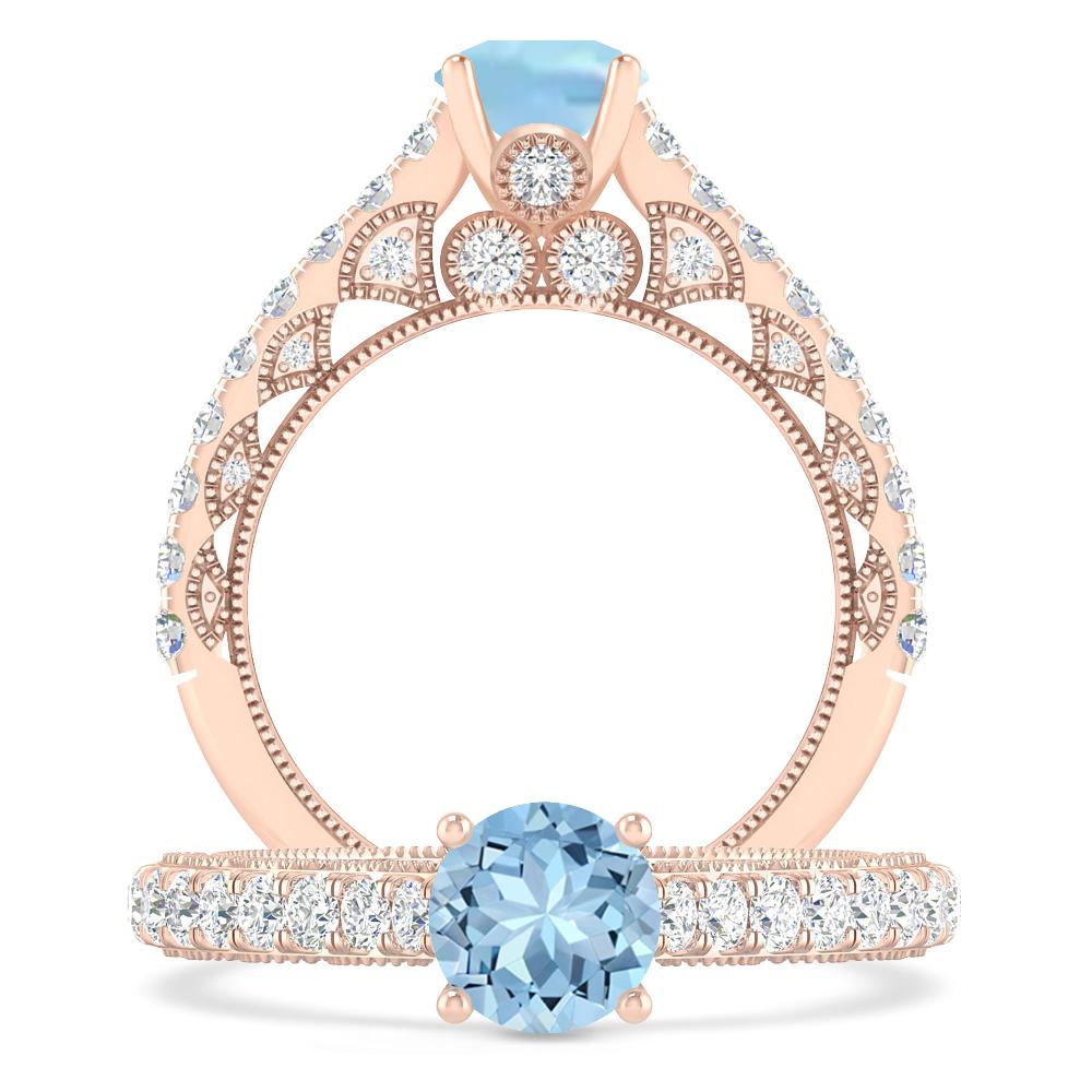 Rose Gold - Aquamarine