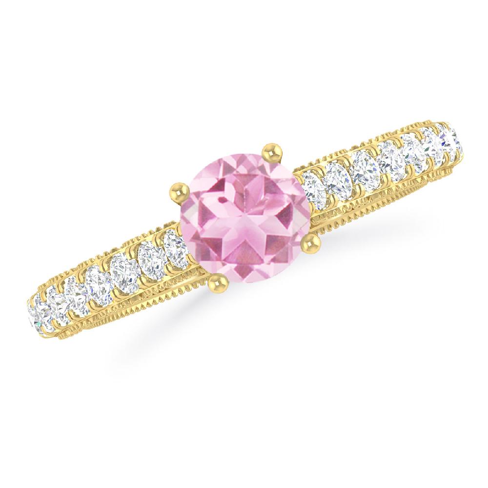 Yellow Gold - Pink Tourmaline