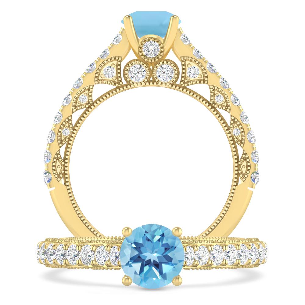 Yellow Gold - Blue Topaz