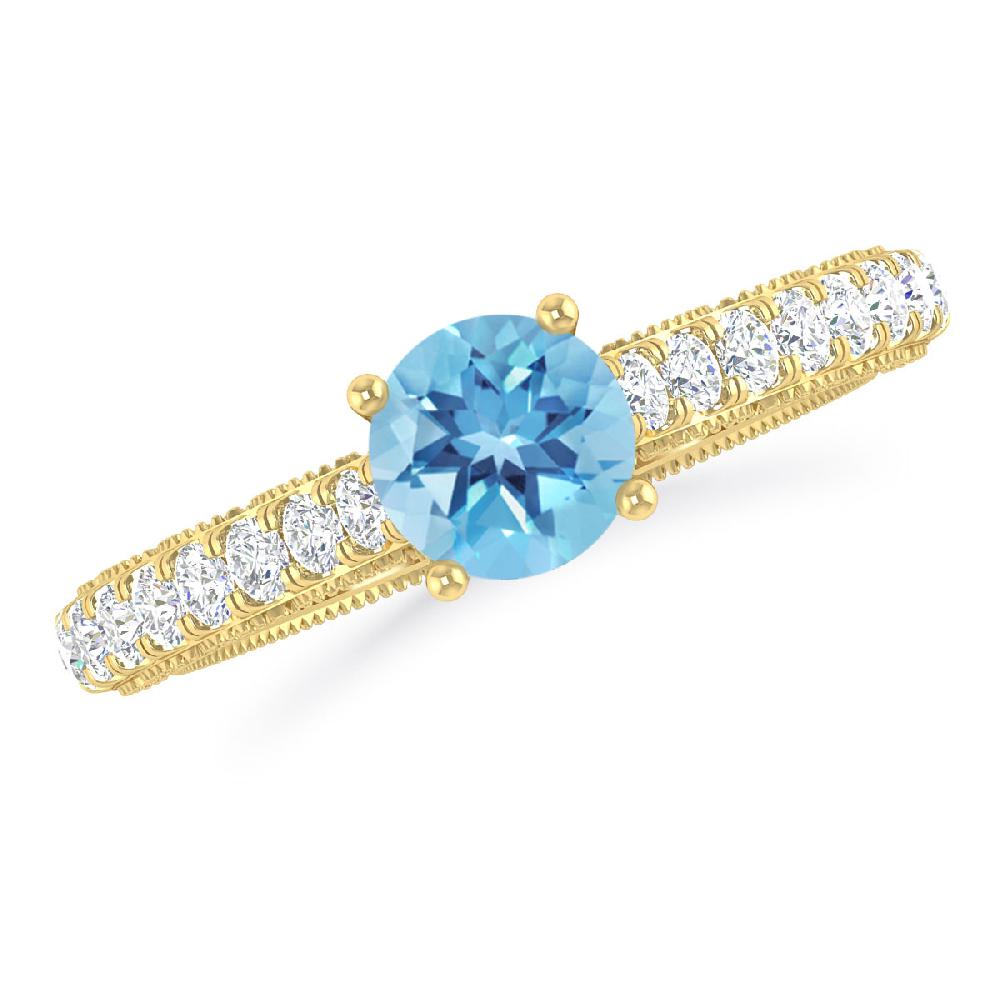 Yellow Gold - Blue Topaz