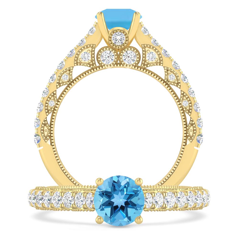 Yellow Gold - Blue Topaz