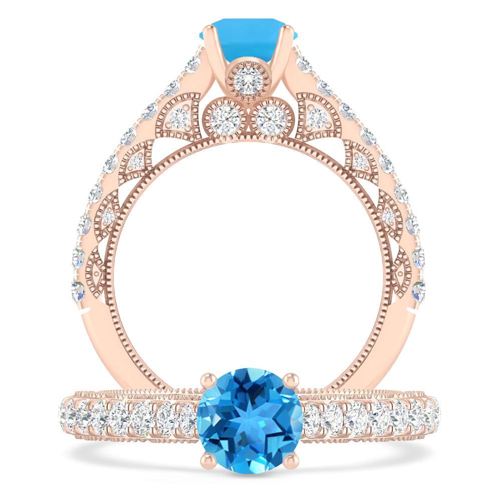 Rose Gold - Blue Topaz