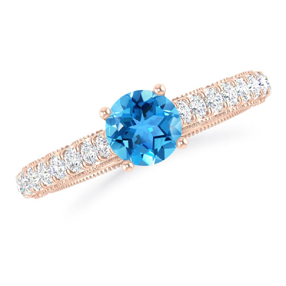 Rose Gold - Blue Topaz