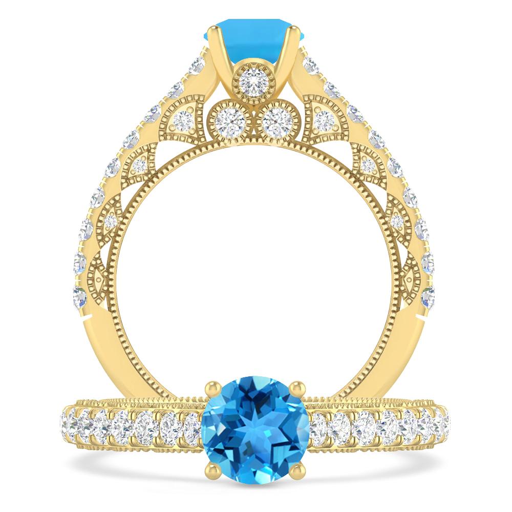 Yellow Gold - Blue Topaz